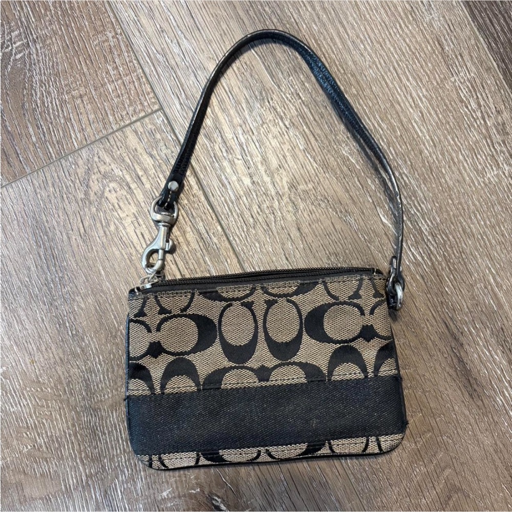 Coach Black and Tan Signature Clutch